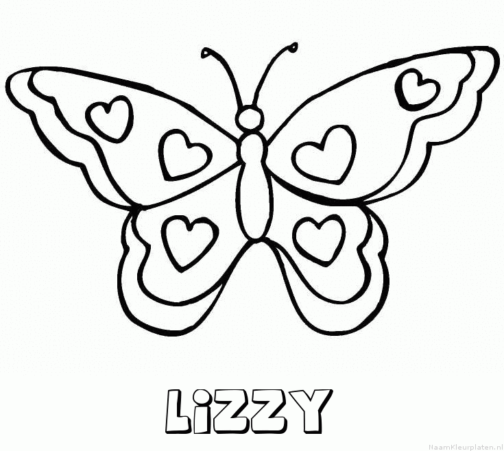 Lizzy vlinder hartjes kleurplaat