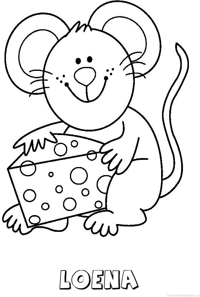 Loena muis kaas kleurplaat