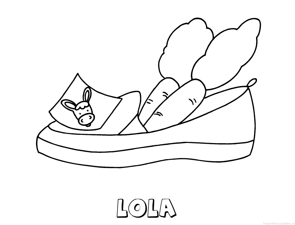 Lola schoen zetten kleurplaat