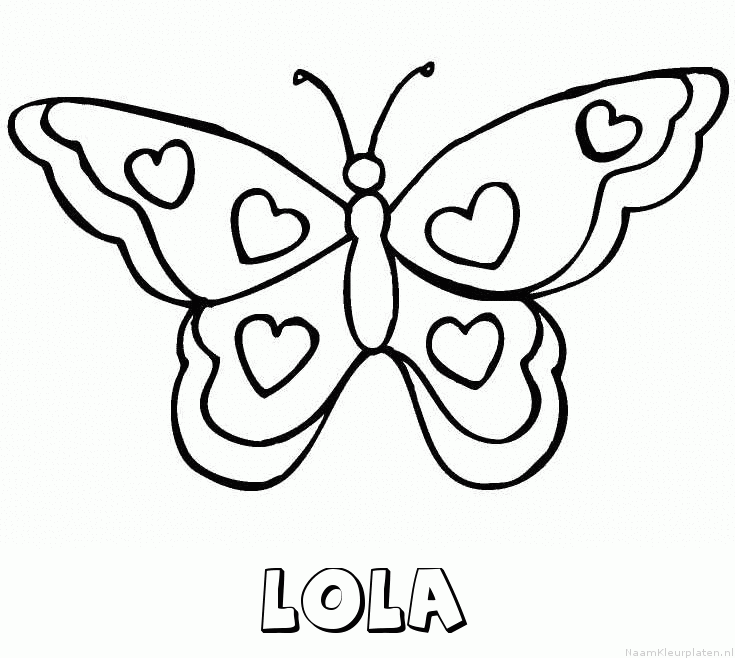 Lola vlinder hartjes kleurplaat