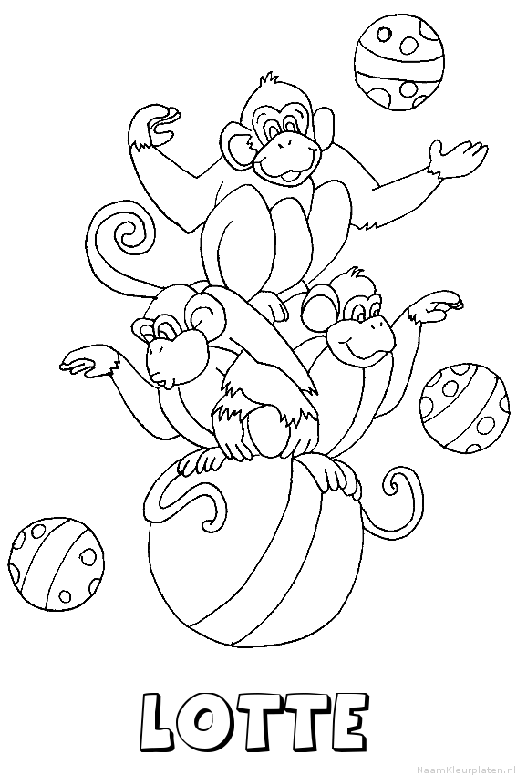 Lotte apen circus kleurplaat