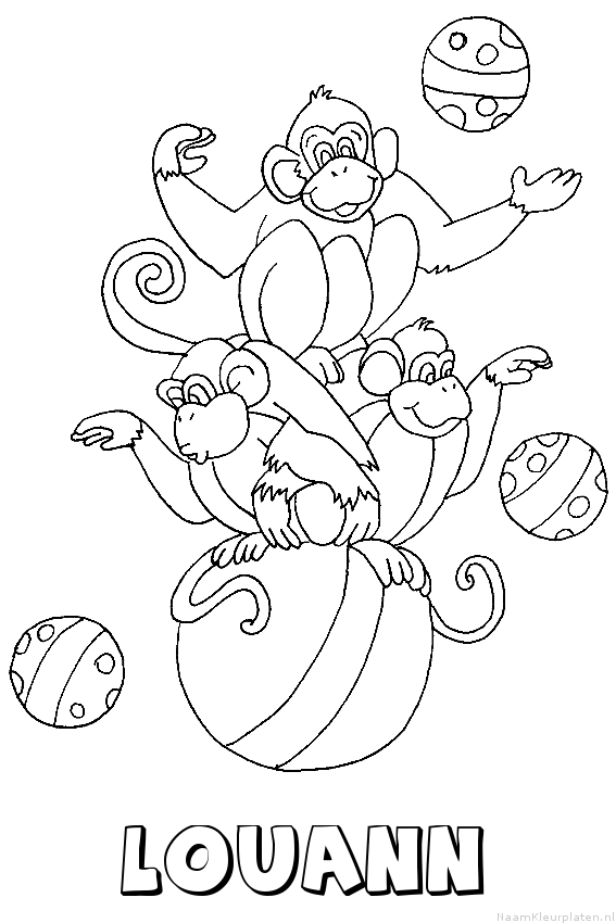 Louann apen circus kleurplaat
