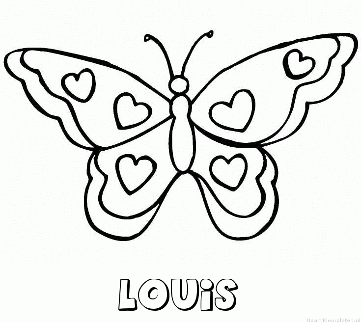 Louis vlinder hartjes kleurplaat