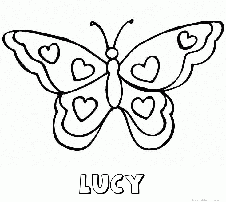 Lucy vlinder hartjes kleurplaat