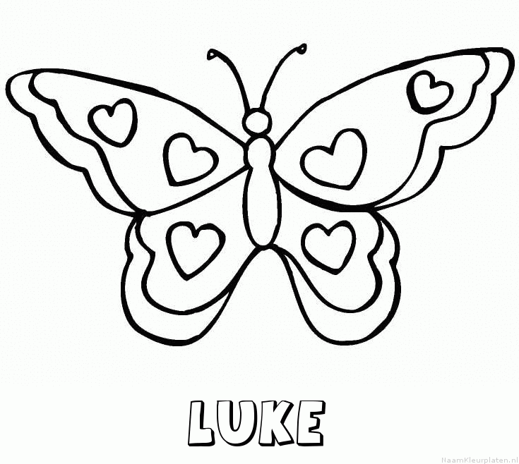 Luke vlinder hartjes kleurplaat