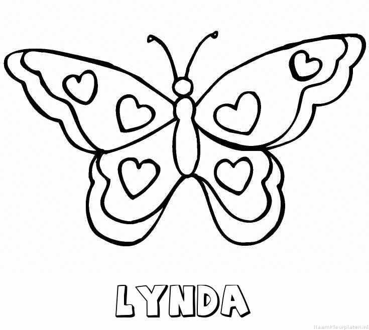 Lynda vlinder hartjes kleurplaat