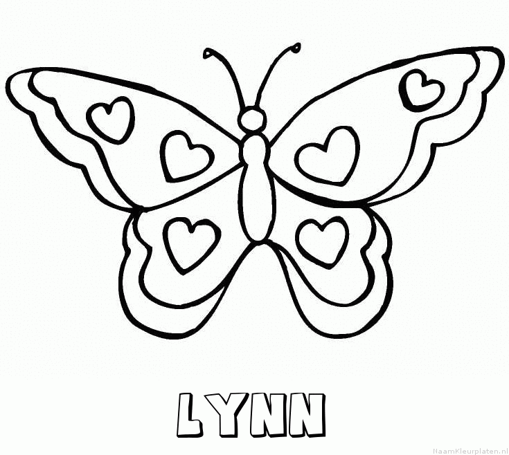 Lynn vlinder hartjes kleurplaat
