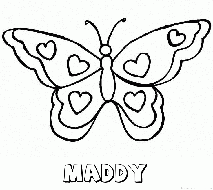 Maddy vlinder hartjes kleurplaat