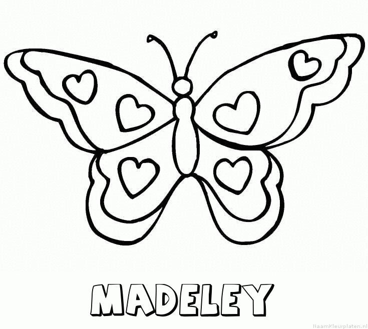 Madeley vlinder hartjes kleurplaat