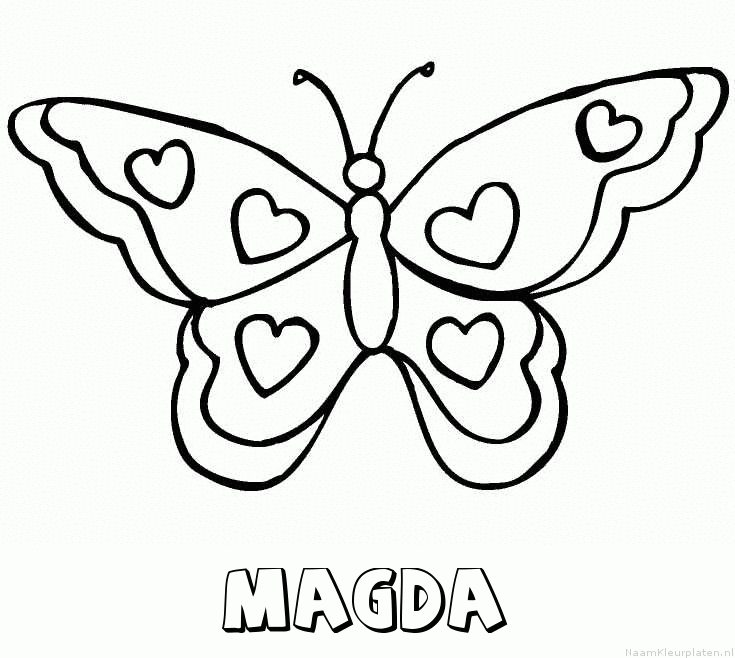 Magda vlinder hartjes kleurplaat