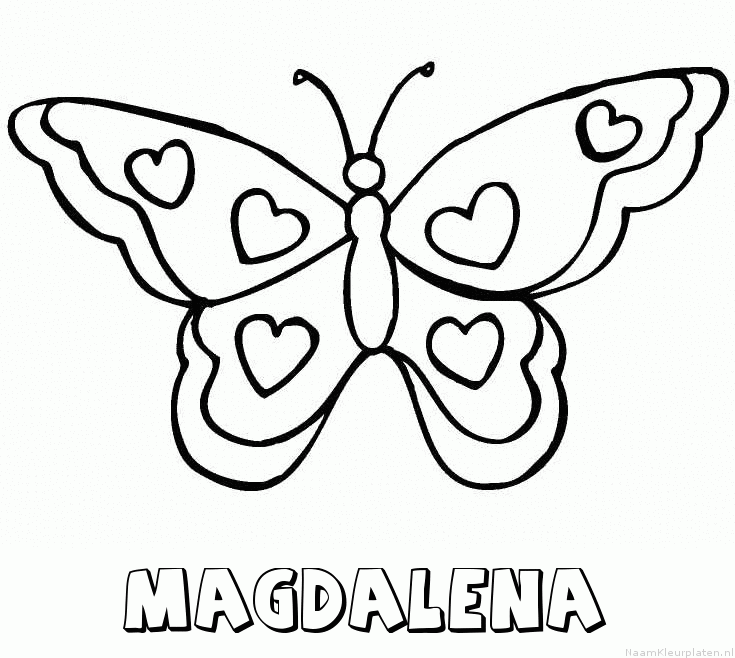 Magdalena vlinder hartjes kleurplaat