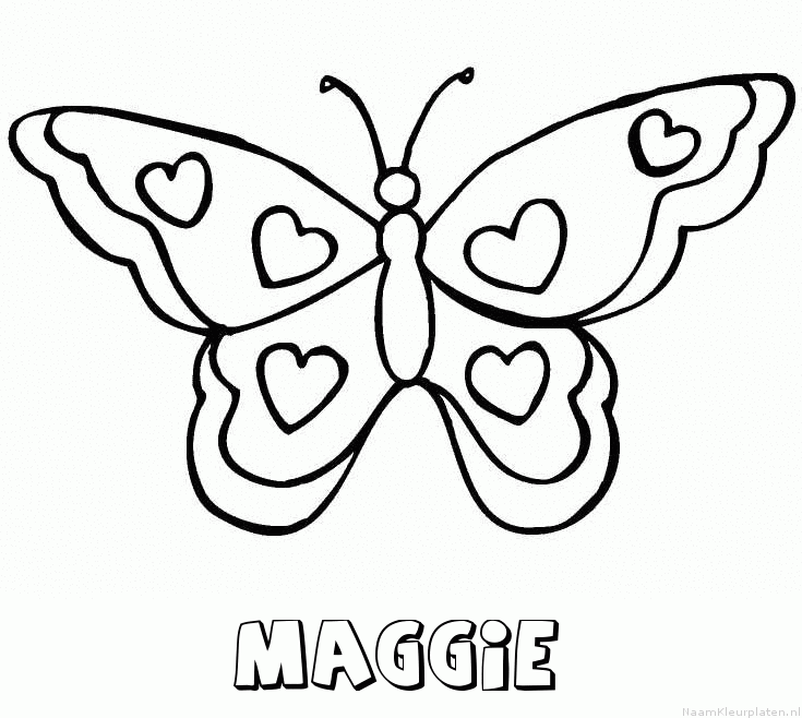 Maggie vlinder hartjes kleurplaat