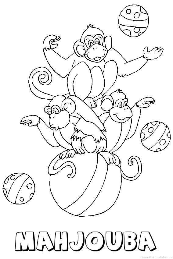 Mahjouba apen circus kleurplaat