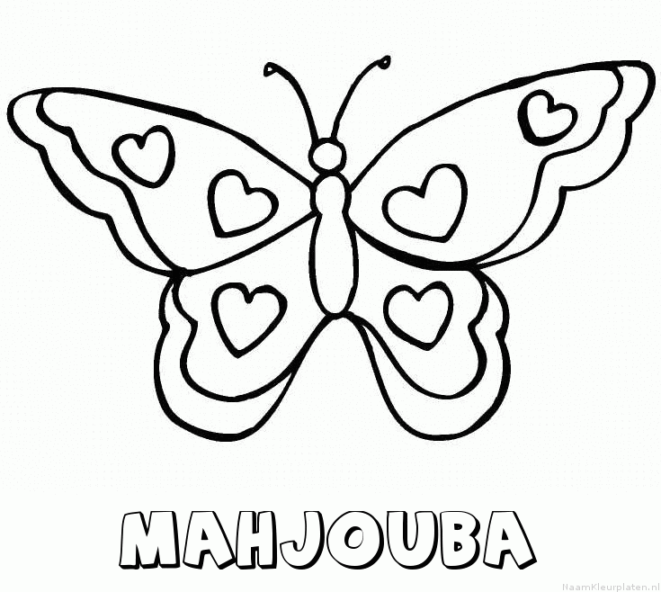 Mahjouba vlinder hartjes kleurplaat