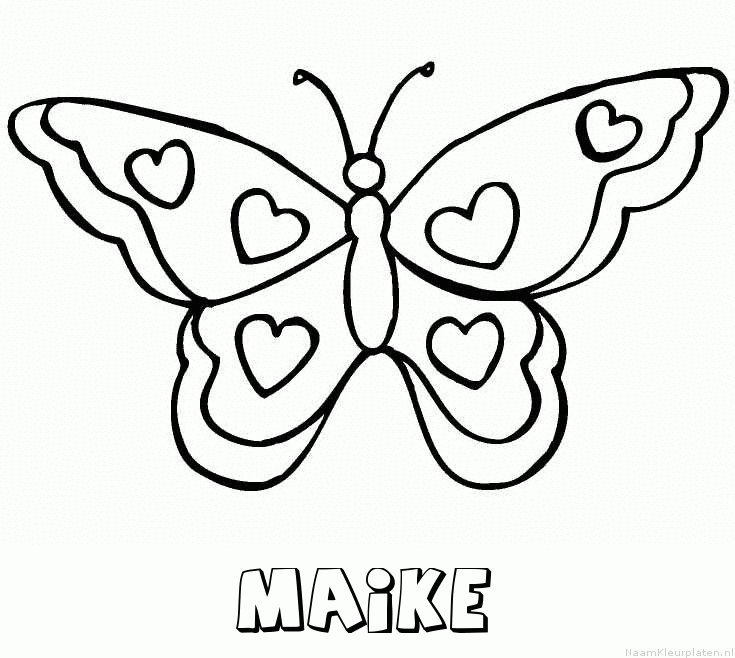 Maike vlinder hartjes kleurplaat