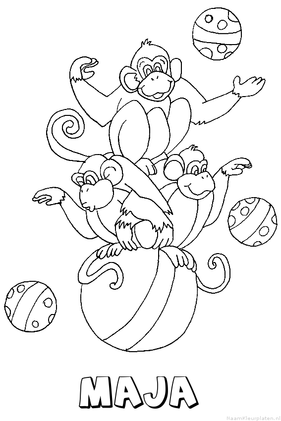 Maja apen circus kleurplaat