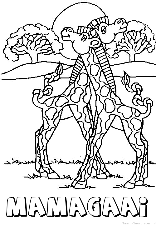 Mamagaai giraffe koppel kleurplaat