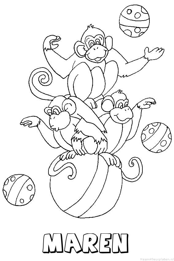 Maren apen circus kleurplaat