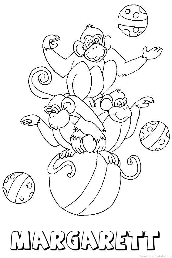Margarett apen circus kleurplaat