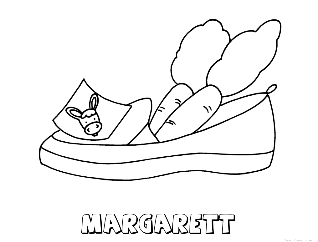Margarett schoen zetten kleurplaat