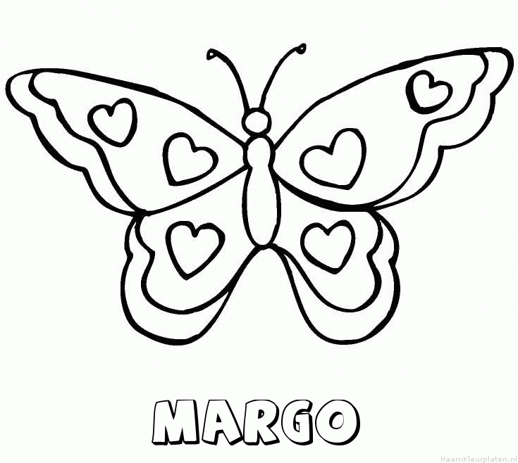 Margo vlinder hartjes kleurplaat
