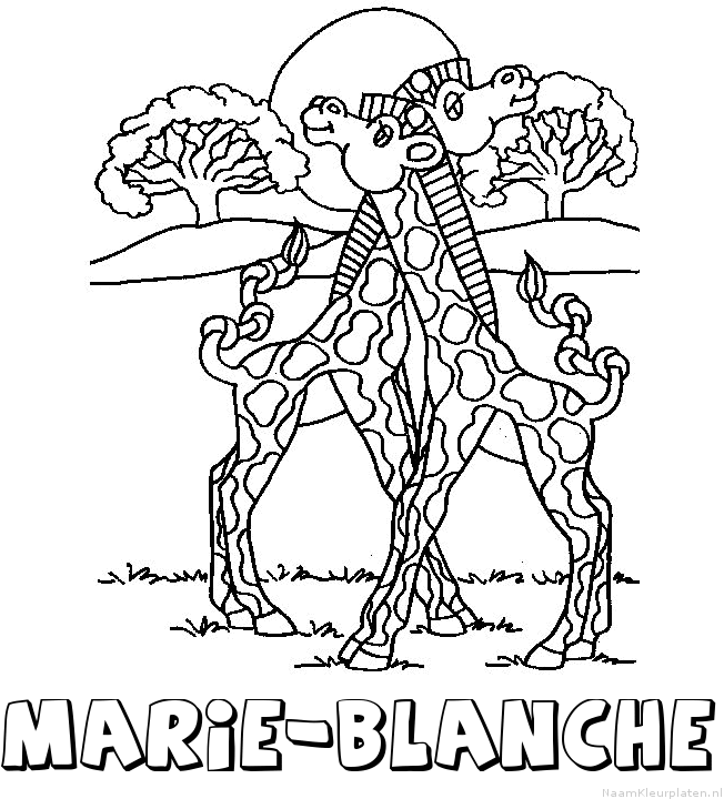 Marie blanche giraffe koppel kleurplaat