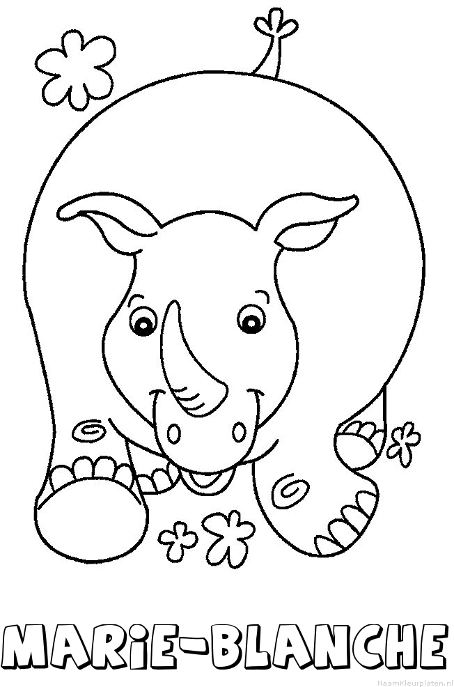 Marie blanche neushoorn kleurplaat