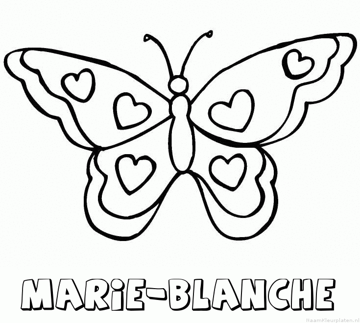 Marie blanche vlinder hartjes kleurplaat