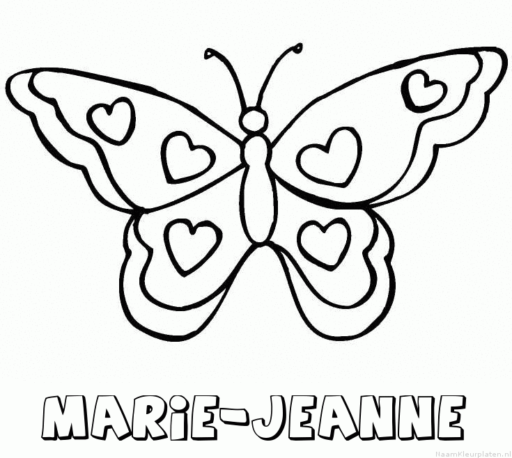 Marie jeanne vlinder hartjes kleurplaat