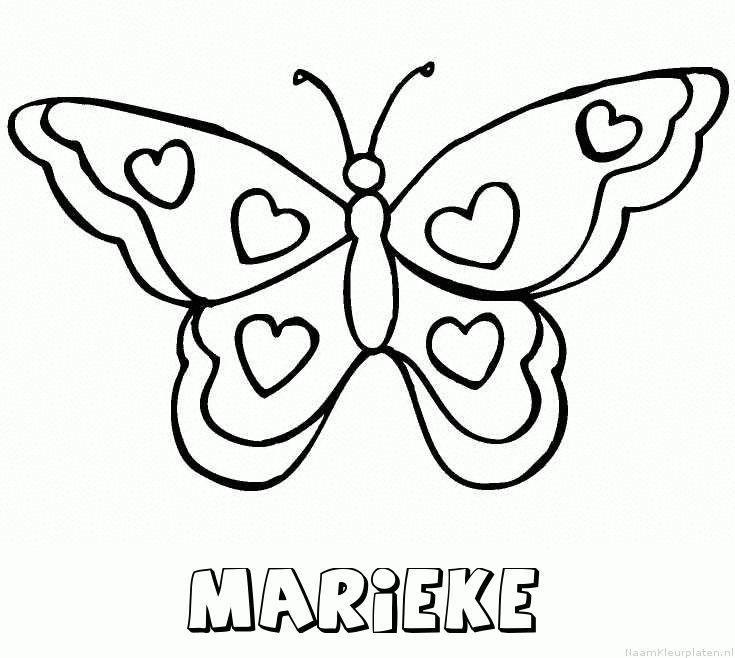 Marieke vlinder hartjes kleurplaat