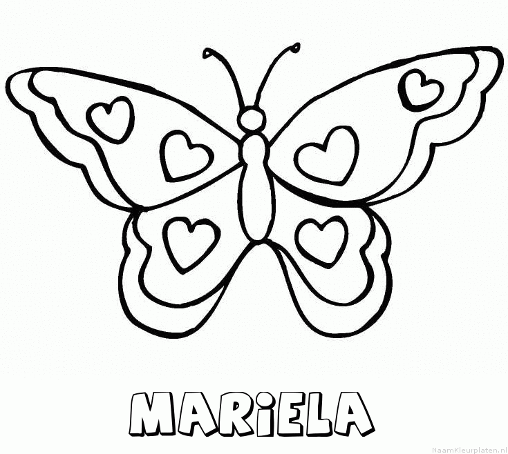 Mariela vlinder hartjes kleurplaat