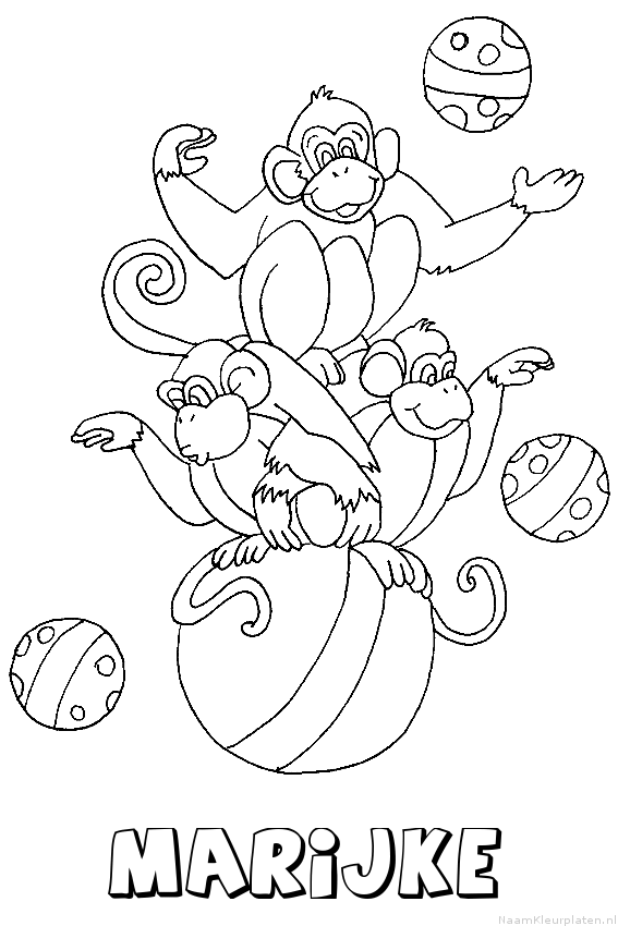 Marijke apen circus kleurplaat