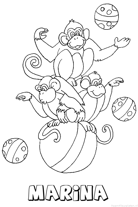 Marina apen circus kleurplaat