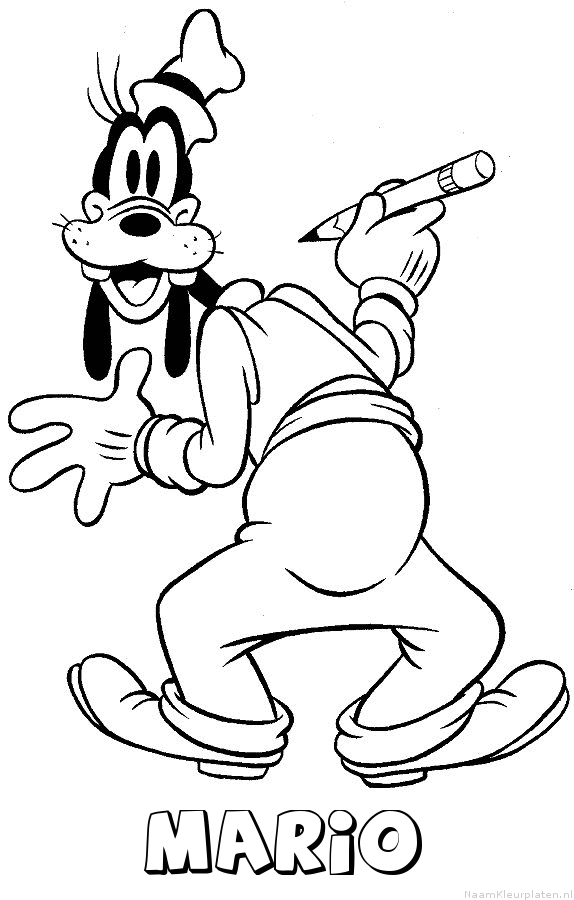 Mario goofy kleurplaat