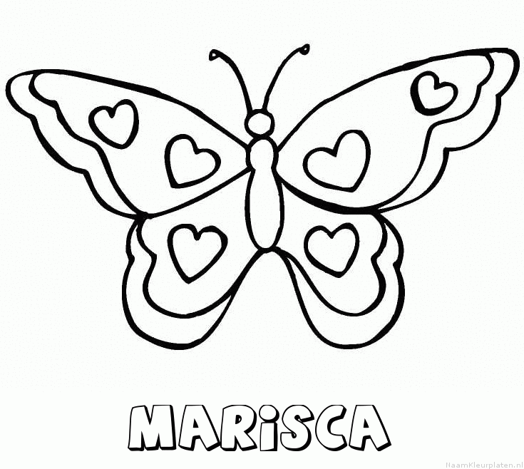 Marisca vlinder hartjes kleurplaat