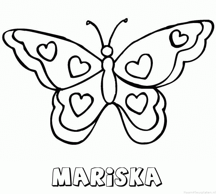 Mariska vlinder hartjes kleurplaat