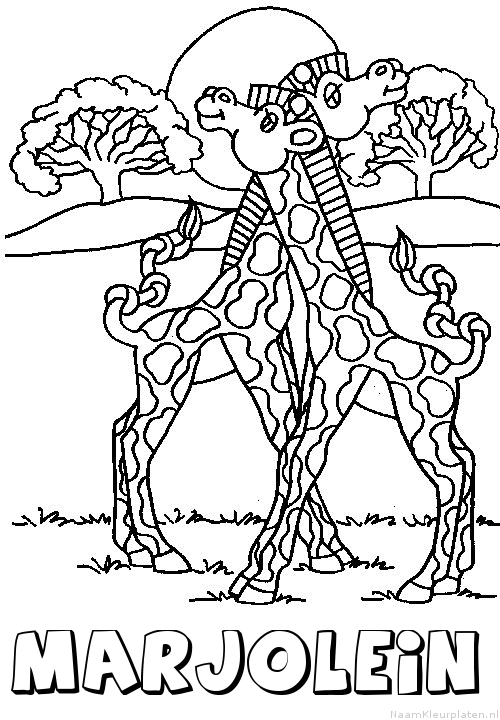 Marjolein giraffe koppel kleurplaat