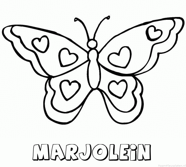 Marjolein vlinder hartjes kleurplaat