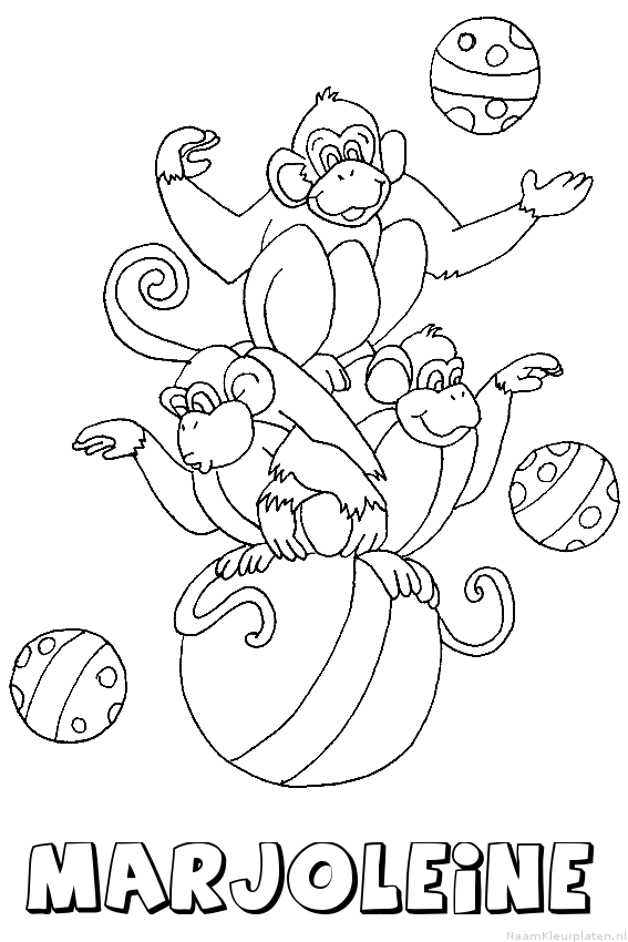 Marjoleine apen circus kleurplaat