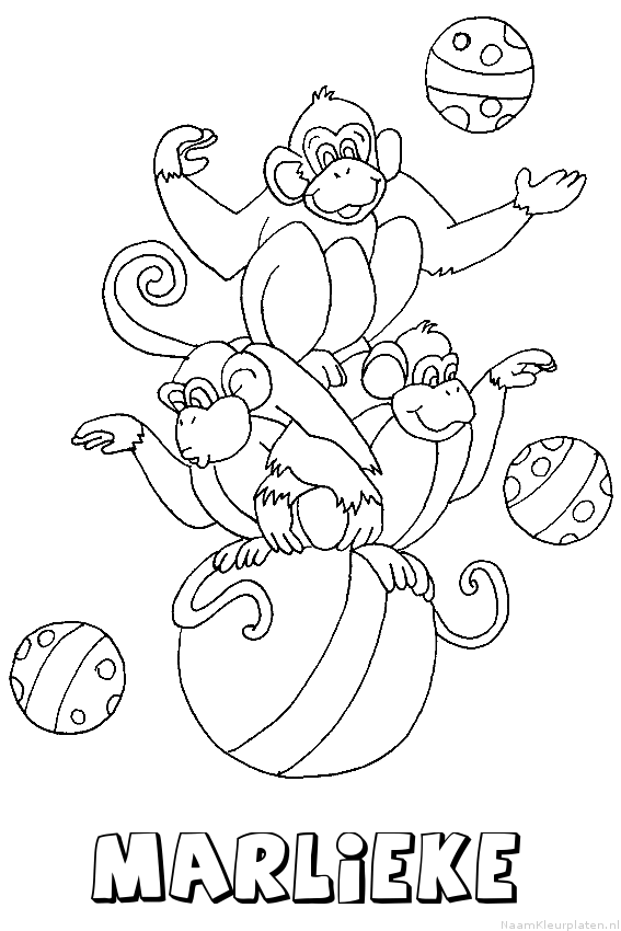 Marlieke apen circus kleurplaat