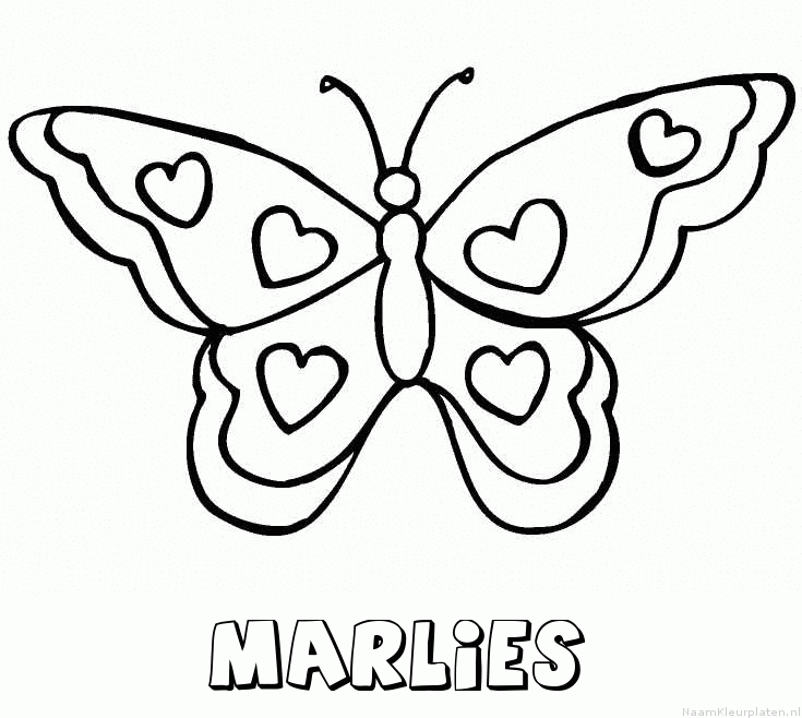 Marlies vlinder hartjes kleurplaat