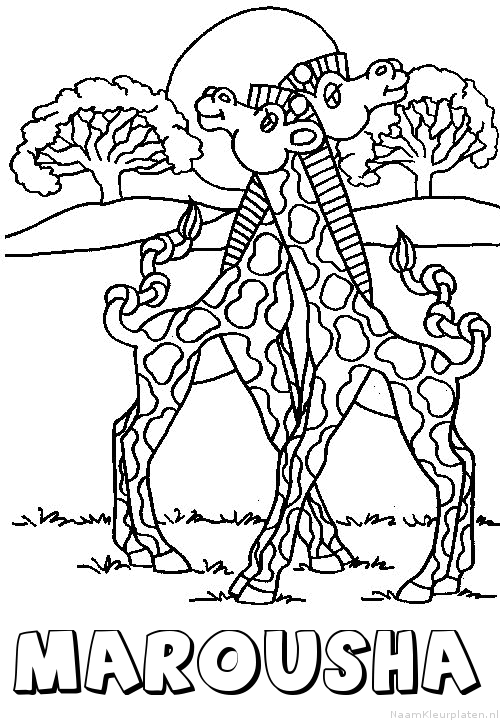 Marousha giraffe koppel kleurplaat