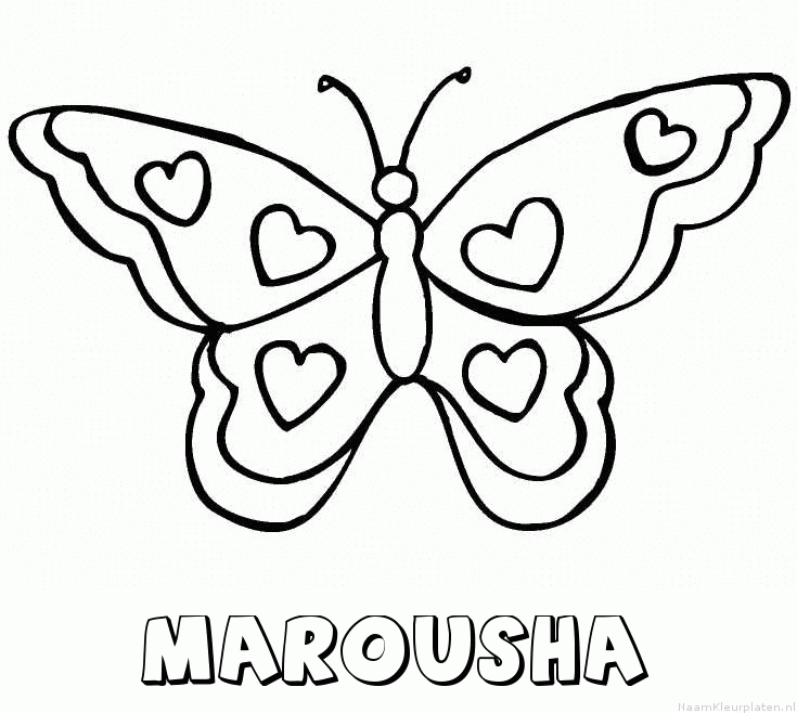 Marousha vlinder hartjes kleurplaat