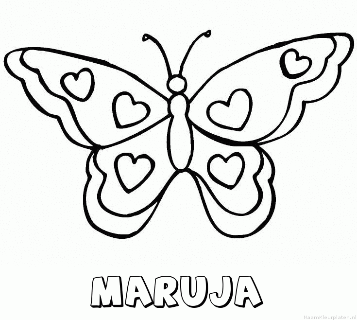 Maruja vlinder hartjes kleurplaat