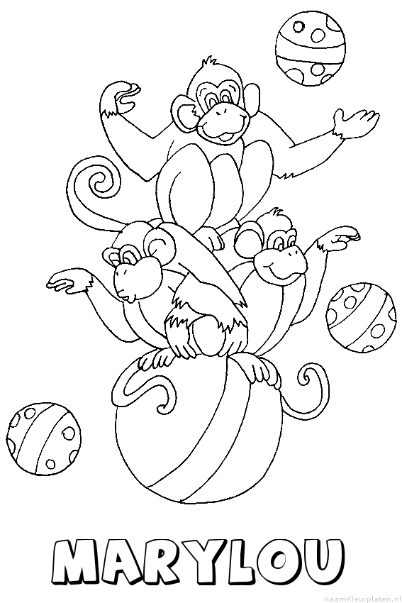 Marylou apen circus kleurplaat