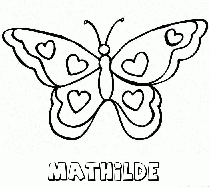 Mathilde vlinder hartjes kleurplaat