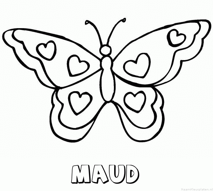Maud vlinder hartjes kleurplaat