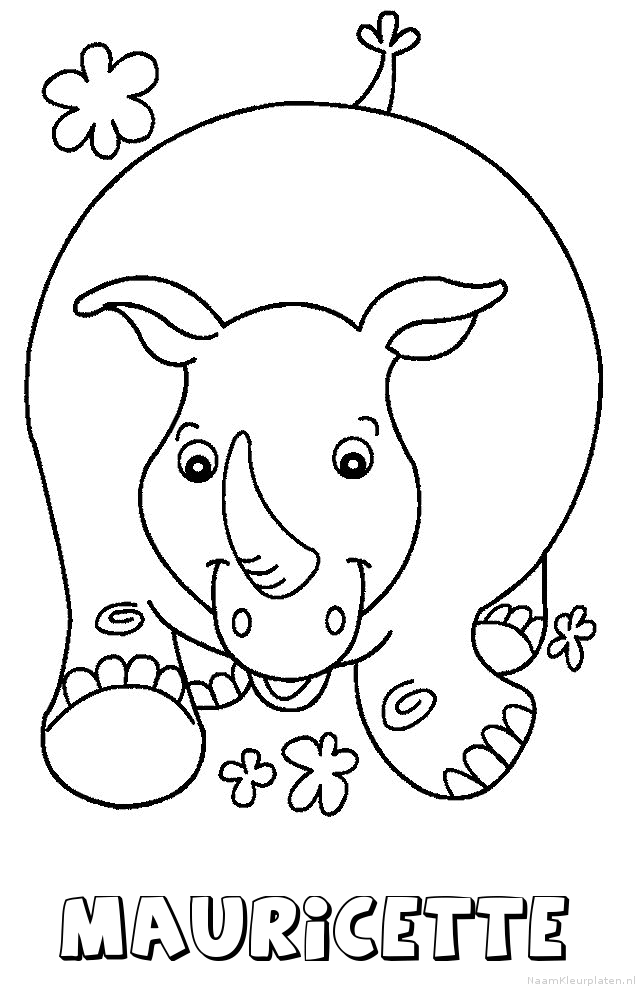 Mauricette neushoorn kleurplaat