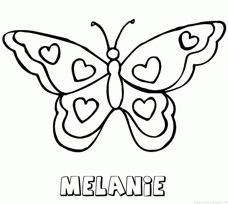 Melanie vlinder hartjes kleurplaat