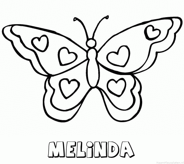 Melinda vlinder hartjes kleurplaat